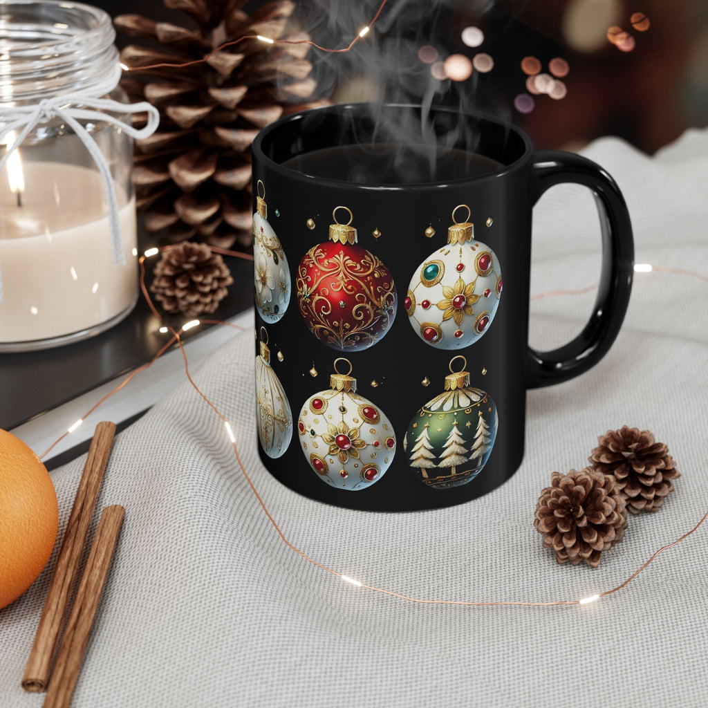 Christmas Ornaments Ceramic Mug, Holiday Coffee Cup, Festive Christmas Tea Cup, Festive Winter Drinkware, Xmas Decor Gift Idea 11oz, 15oz