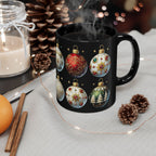 Christmas Ornaments Ceramic Mug, Holiday Coffee Cup, Festive Christmas Tea Cup, Festive Winter Drinkware, Xmas Decor Gift Idea 11oz, 15oz