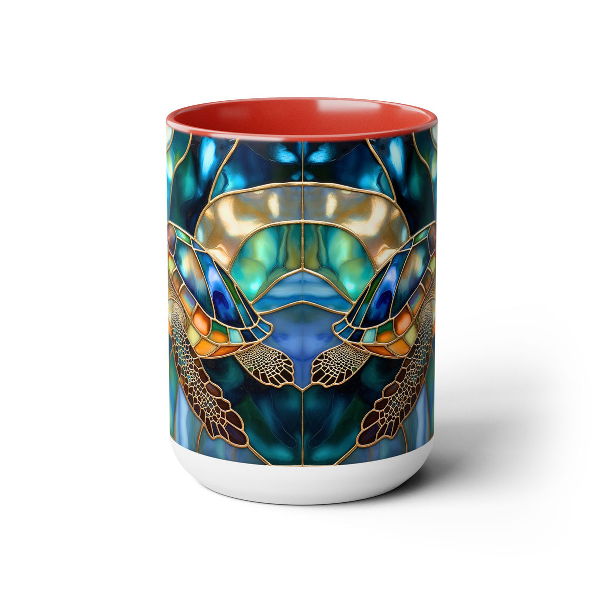 Sea Turtle Mug, Stained Glass Style | Ocean Coffee Cup, Ocean Lover Cup 15oz