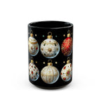 Christmas Ornaments Ceramic Mug, Holiday Coffee Cup, Festive Christmas Tea Cup, Festive Winter Drinkware, Xmas Decor Gift Idea 11oz, 15oz