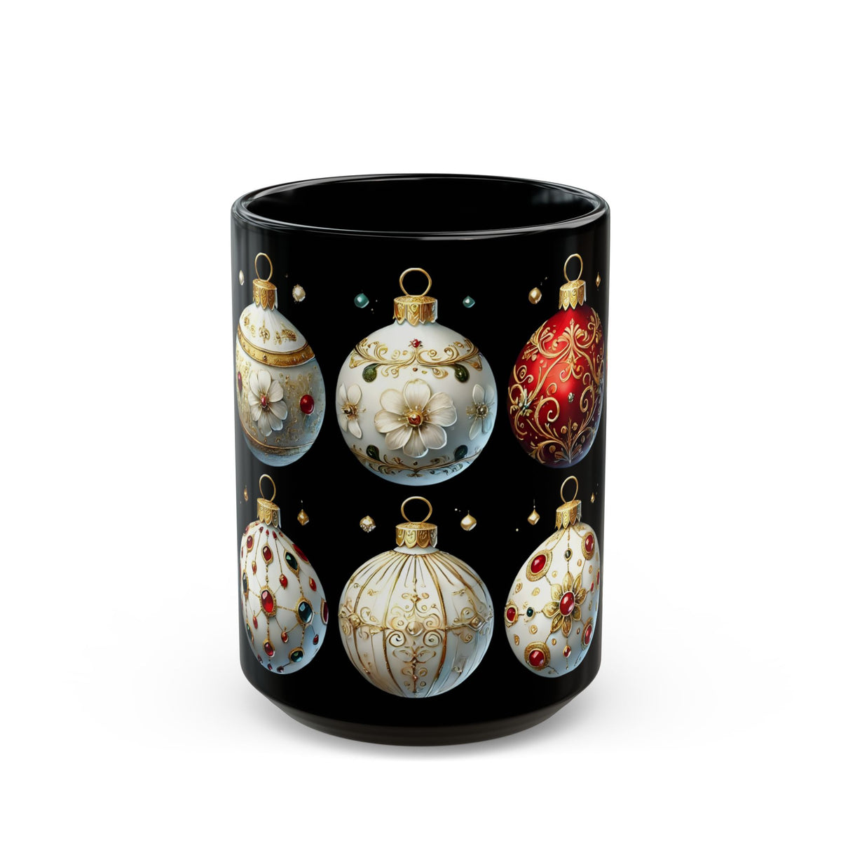 Christmas Ornaments Ceramic Mug, Holiday Coffee Cup, Festive Christmas Tea Cup, Festive Winter Drinkware, Xmas Decor Gift Idea 11oz, 15oz