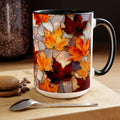 Autumn Maple Leaf Mug, Fall Stained-Glass Style Coffee Cup, Cozy Ceramic Seasonal Mug, Thanksgiving Gift Mug, Botanical Mug, Nature Mug 15oz