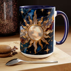 Celestial Sun Moon Mug, Stained Glass Style Coffee Mug, Moon & Sun Mug, Witchy Gift Mug, Astrology Mug, Dark Academia Cup, Gothic Cup