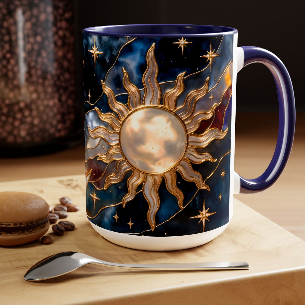 Celestial Sun Moon Mug, Stained Glass Style Coffee Mug, Moon & Sun Mug, Witchy Gift Mug, Astrology Mug, Dark Academia Cup, Gothic Cup