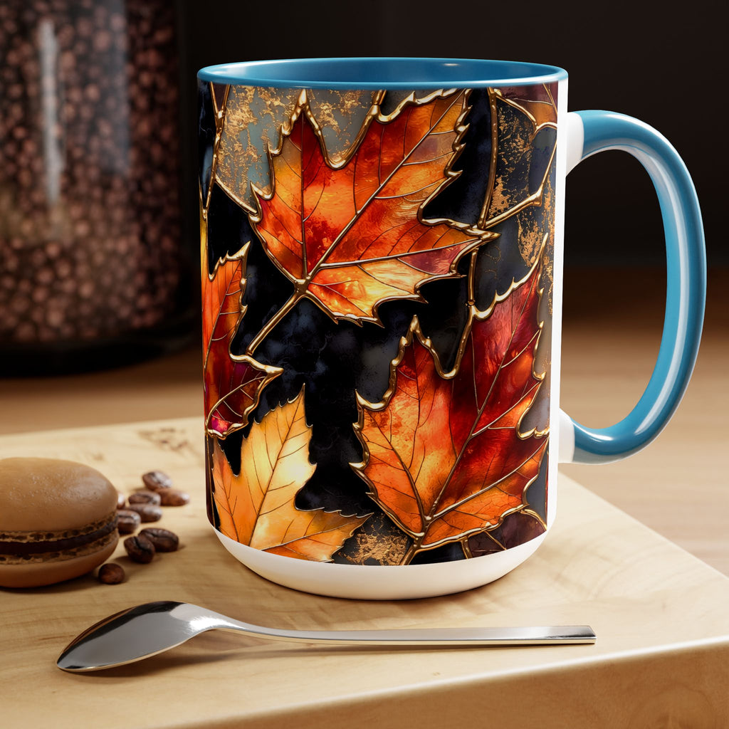 Autumn Leaves Mug, Fall Coffee Mug, Maple Leaf Mug, Stained Glass Style Mug, Thanksgiving Mug, Cozy Fall Gift, Autumn Coffee Cup