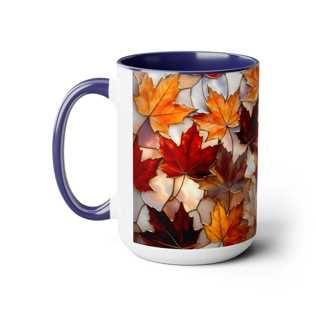 Autumn Maple Leaf Mug, Fall Stained-Glass Style Coffee Cup, Cozy Ceramic Seasonal Mug, Thanksgiving Gift Mug, Botanical Mug, Nature Mug 15oz