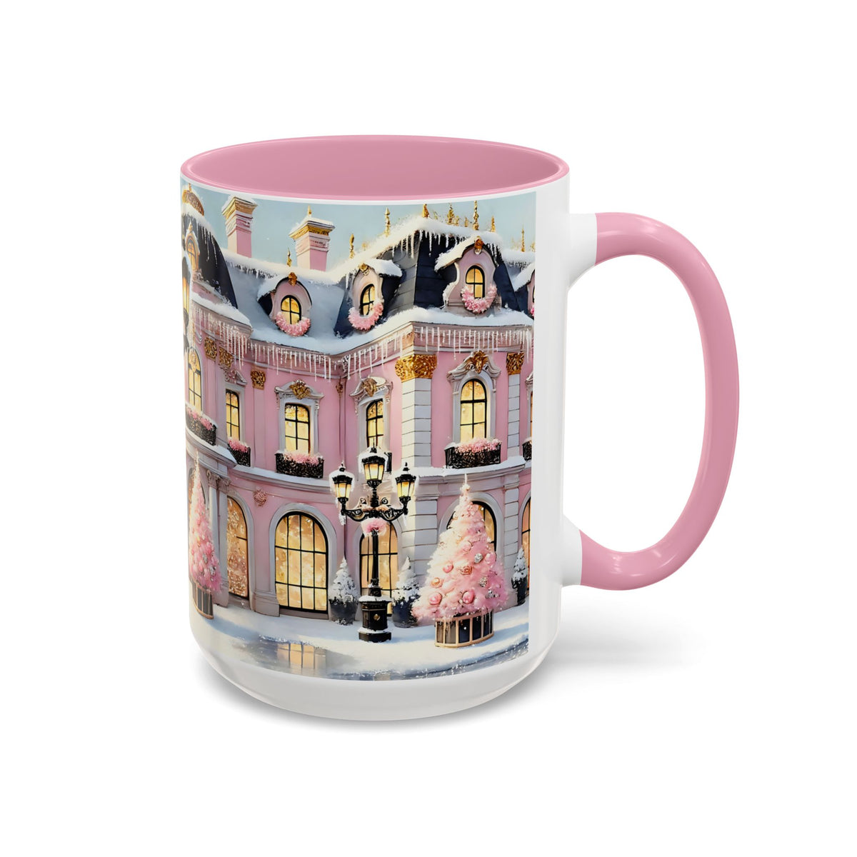 Pink Christmas Village Mug Christmas Movie Mug Christmas Coffee Mug Christmas Mug Aesthetic Mug Holiday Kitchen Decor Hot Coco Pink Mug 15oz