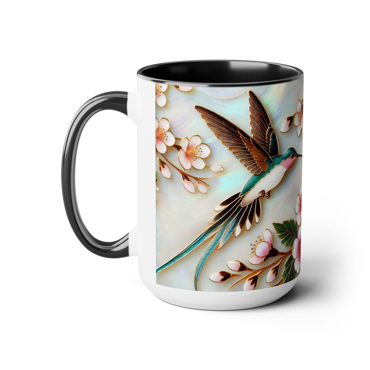 Floral Hummingbird Mug, Nature Lover Coffee Cup, Gift for Her, Cute Bird Mug, Mother Day Gift, Garden Lover Drinkware, Home Decor Cup 15oz