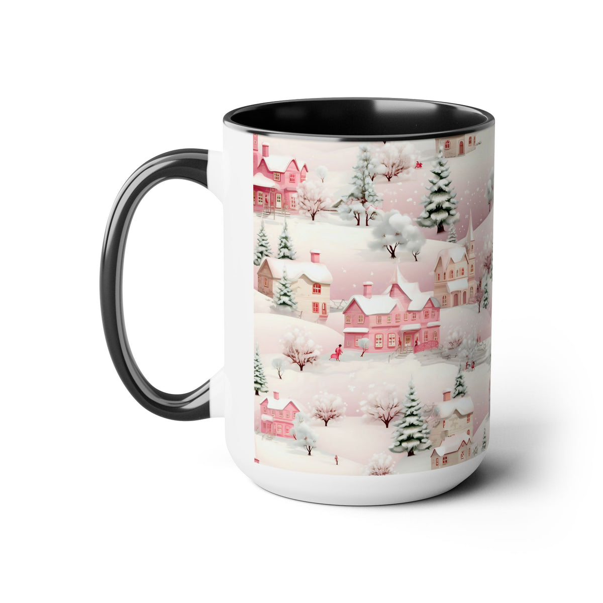 Pink Christmas Village Mug, Christmas Movie Mug, Christmas Coffee Mug, Merry Christmas Mug, Aesthetic Mug, Holiday Kitchen Decor, 15oz