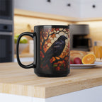 Raven Mug, Stained Glass Crow Coffee Mug, Gothic Raven Mug, Dark Academia Gift, Witchy Fall Mug, Bird Lover Gift, Halloween Cup 11oz, 15oz