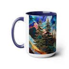 Stained Glass Style Mountain Mug, Forest Landscape Coffee Mug, Nature Lover Gift, Outdoor Adventure Mug, Fathers Day Gift 15oz