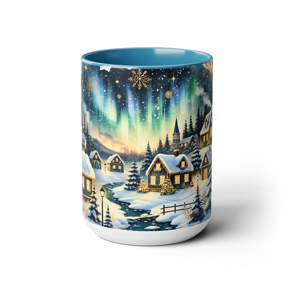 Christmas Village Mug, Christmas Cabin Mug, Merry Christmas Mug, Winter Mug, Unique Christmas Gift, Big Mug, Vintage Style Mug 15oz