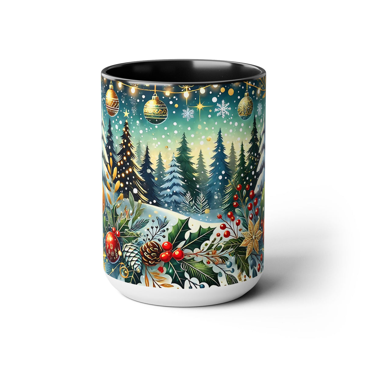 Festive Christmas Mug, Vintage Style Holiday Mug, Classic Christmas Tree Mug, Christmas Coffee Mug, Kitchen Decor Mug Forest Coffee Mug 15oz