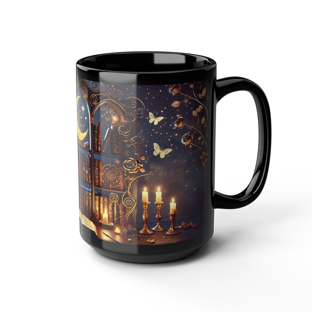 Crescent Moon Gothic Book Lover Coffee Mug, Dark Academia Witchy Floral Gift, Reading Mug, Book Lover Gift, Bookish Fall, Ceramic Cup 15oz