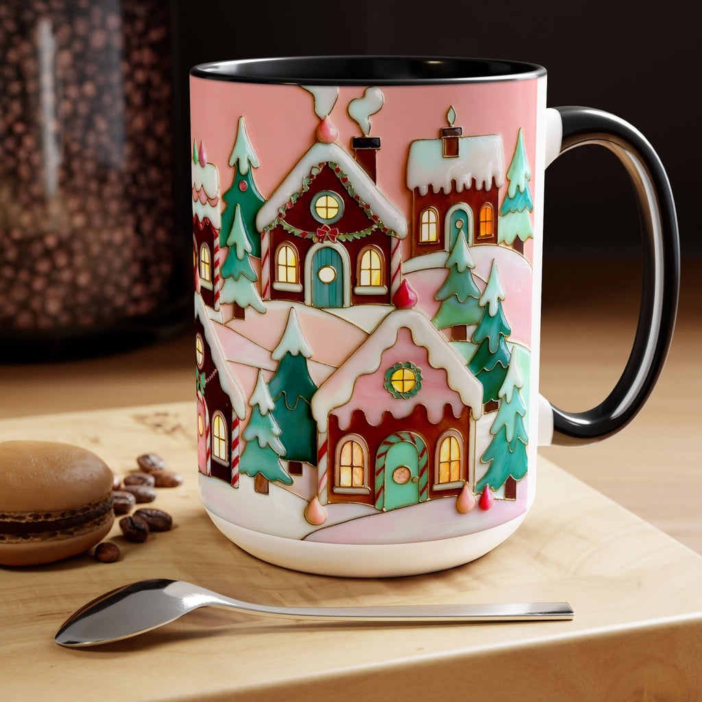 Pink Christmas Mug, Pinkmas Village Coffee Cup, Pink Christmas Town Mug 15oz, Cute Christmas Gift for Her