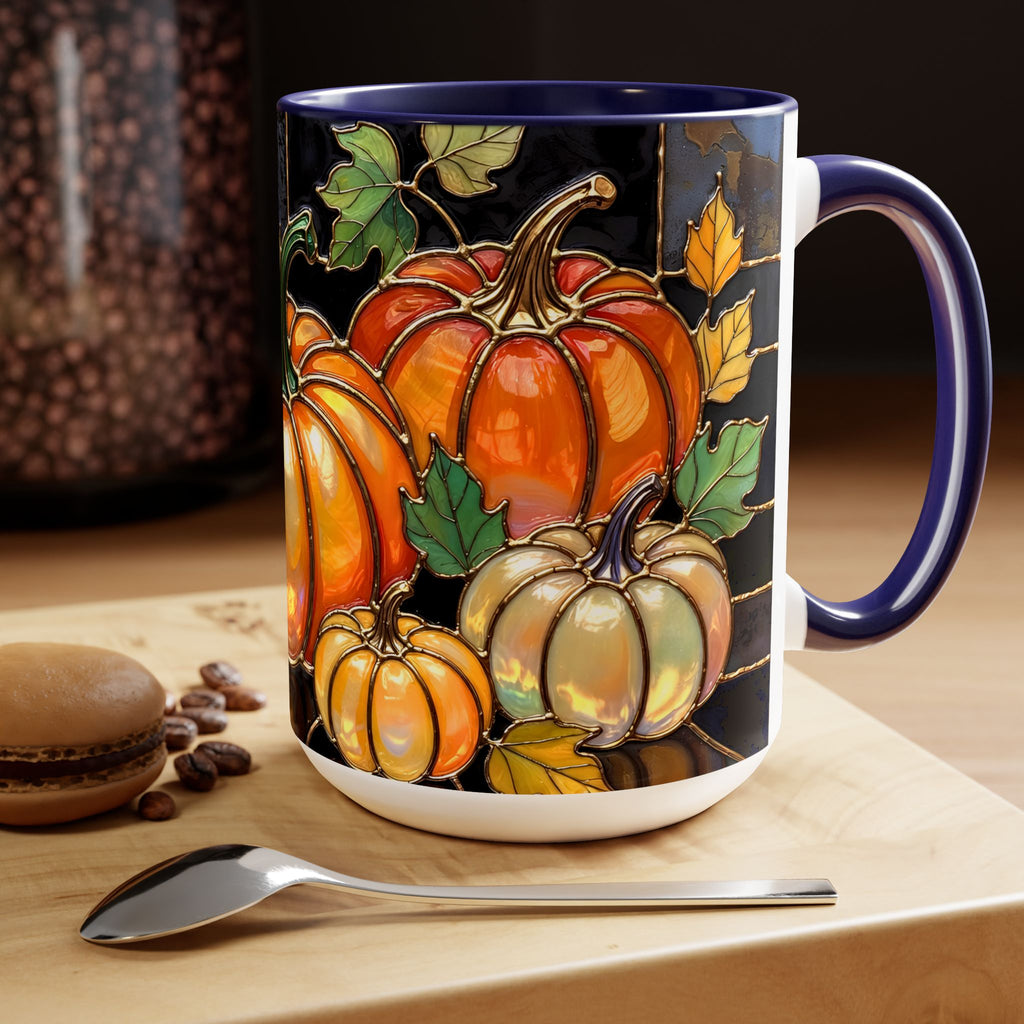 Pumpkin Mug, Fall Coffee Mug, Autumn Pumpkin Cup, Stained Glass Pumpkin Mug, Cozy Fall Gift, Thanksgiving Mug, Halloween Mug