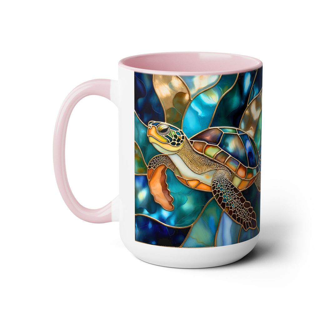 Sea Turtle Mug, Stained Glass Style | Ocean Coffee Cup, Ocean Lover Cup 15oz