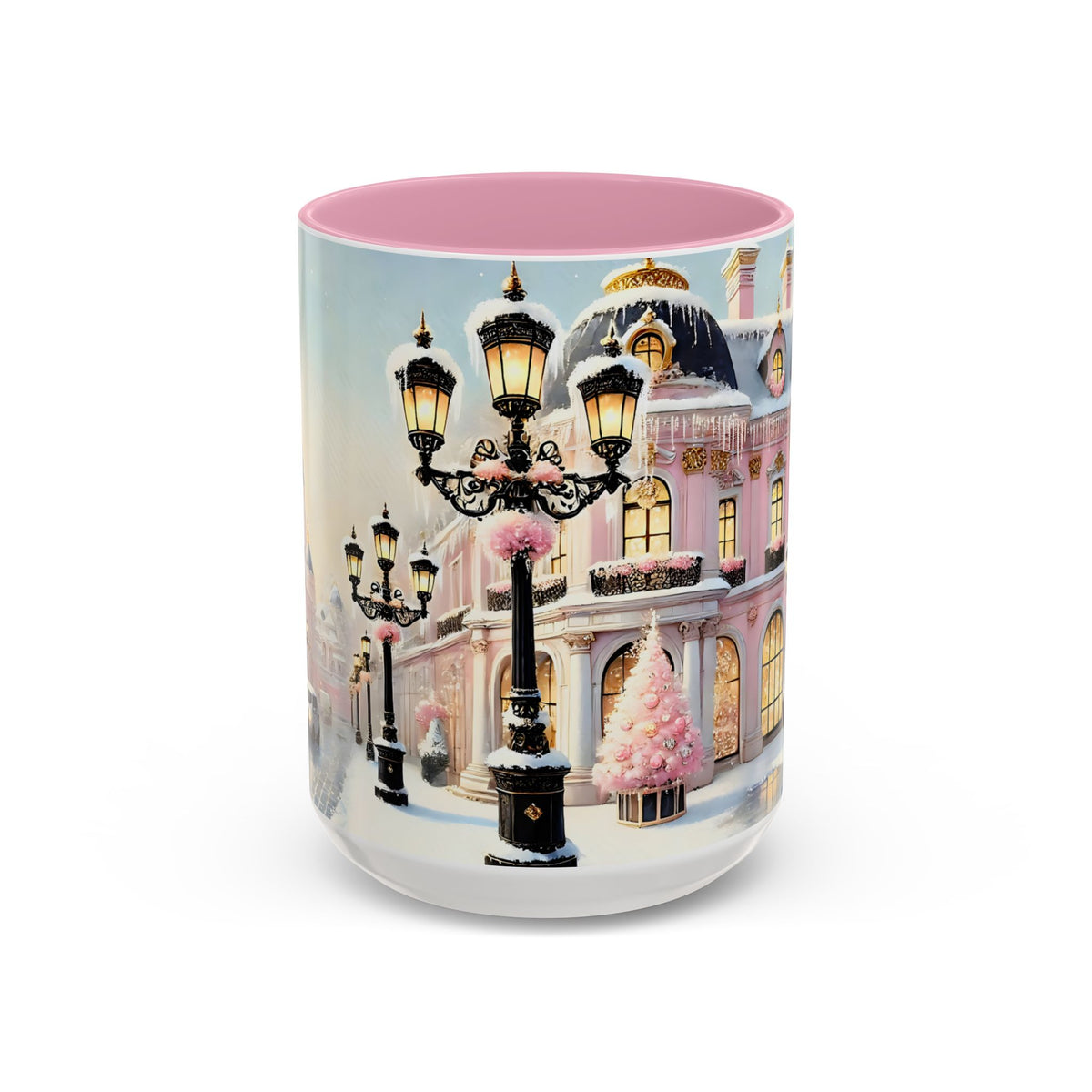 Pink Christmas Village Mug Christmas Movie Mug Christmas Coffee Mug Christmas Mug Aesthetic Mug Holiday Kitchen Decor Hot Coco Pink Mug 15oz