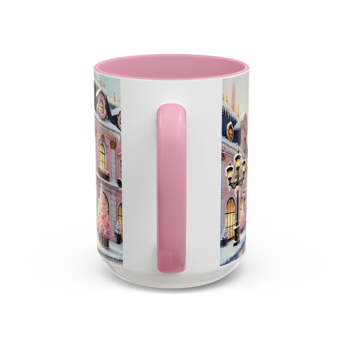 Pink Christmas Village Mug Christmas Movie Mug Christmas Coffee Mug Christmas Mug Aesthetic Mug Holiday Kitchen Decor Hot Coco Pink Mug 15oz
