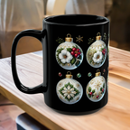 Christmas Mug, Christmas Ornaments Ceramic Mug, Holiday Coffee Cup, Festive Christmas Teacup, Winter Drinkware, Kitchen Decor Mug 15oz