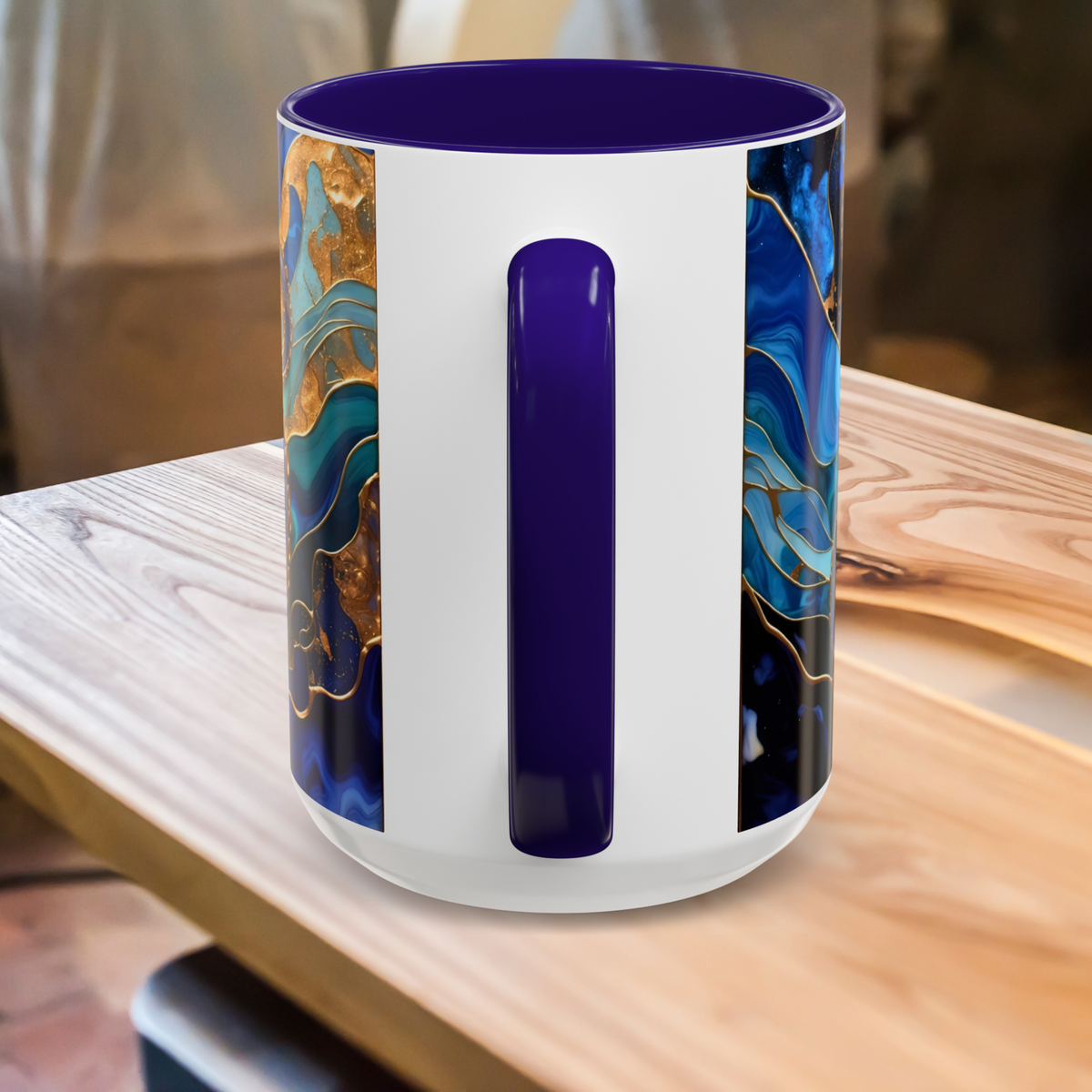 Blue Octopus Mug, Stained Glass Style | Ocean Art Coffee Cup, Beach Lover Cup 15oz