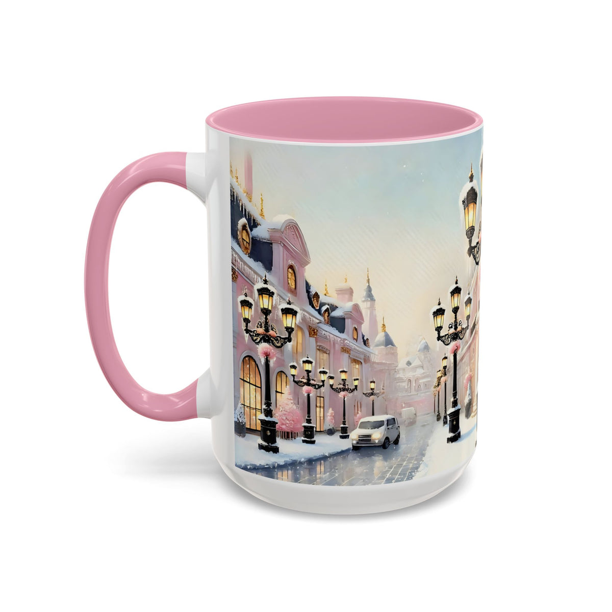 Pink Christmas Village Mug Christmas Movie Mug Christmas Coffee Mug Christmas Mug Aesthetic Mug Holiday Kitchen Decor Hot Coco Pink Mug 15oz