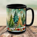 Christmas Mug, Retro Holiday Ceramic Mug, Christmas Coffee Mug, Kitchen Decor Mug 15oz