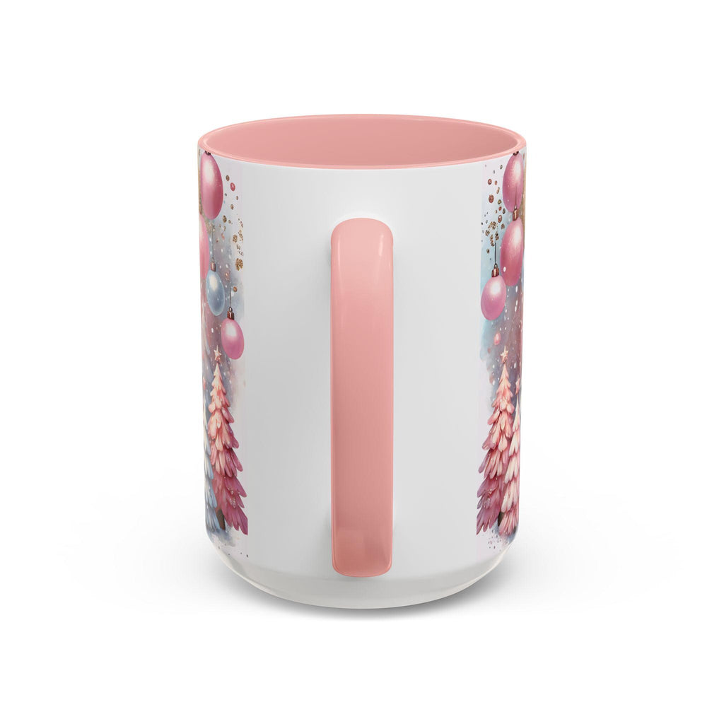 Pink Christmas Village Mug, Christmas Coffee Mug Gift, Merry Christmas Mug, Pink Winter Mug, Holiday Kitchen Decor, Elegant Coffee Mug 15oz