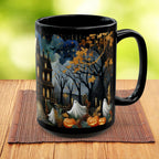 Halloween Haunted House Coffee Mug, Unique Halloween Gift, Spooky Witchy Cup, Halloween Cup, Vintage Style Halloween Mug, Ghost Mug 15oz