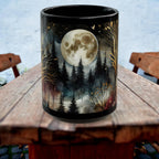 Witchy Moon Mug, Mystical Night Coffee Mug, Dark Forest Mug, Gothic Forest Dark Academia Mug, Mystical Forest Coffee Cup, Halloween Cup 15oz