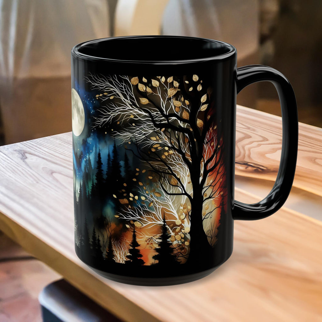 Witchy Moon Mug, Dark Forest Mug, Gothic Forest Dark Academia Mug, Mystical Night Coffee Mug, Mystical Forest Coffee Cup, Halloween Cup 15oz
