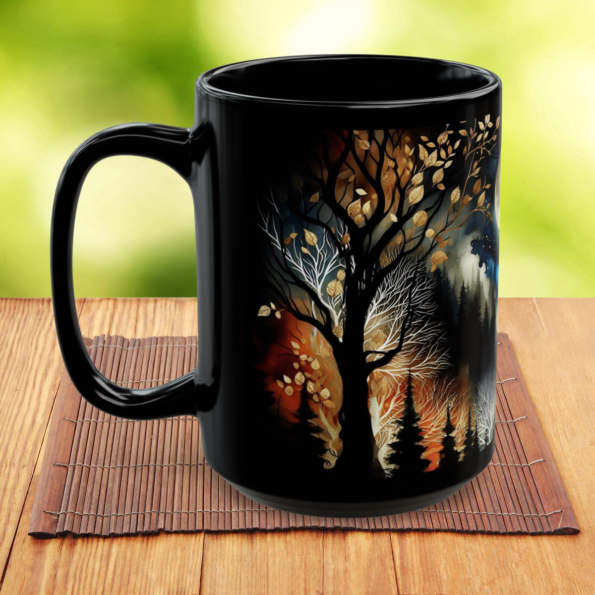 Witchy Moon Mug, Dark Forest Mug, Gothic Forest Dark Academia Mug, Mystical Night Coffee Mug, Mystical Forest Coffee Cup, Halloween Cup 15oz