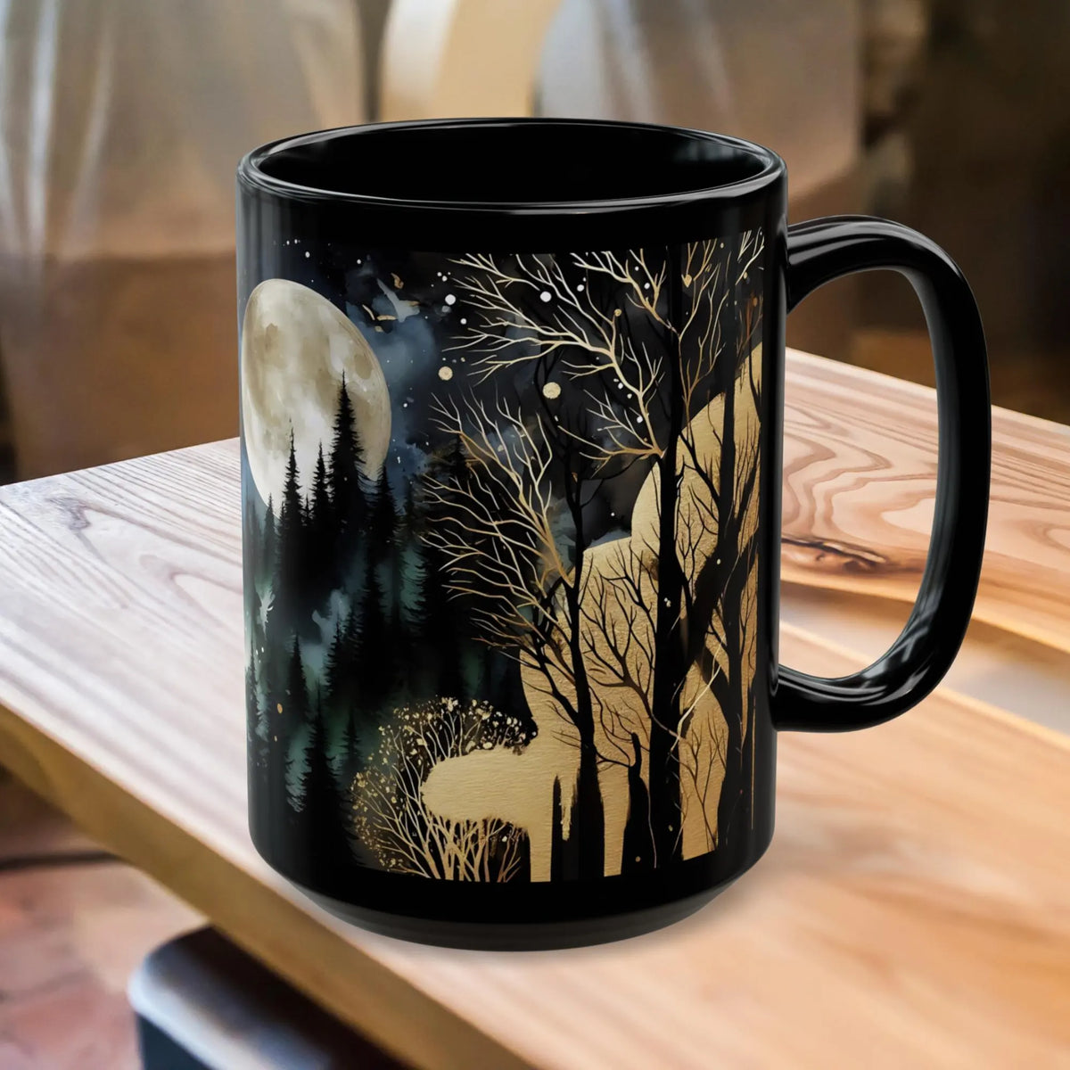 Dark Forest Mug, Mystical Night Coffee Mug, Witchy Moon Mug, Gothic Forest Dark Academia Mug, Mystical Forest Coffee Cup, Halloween Cup 15oz