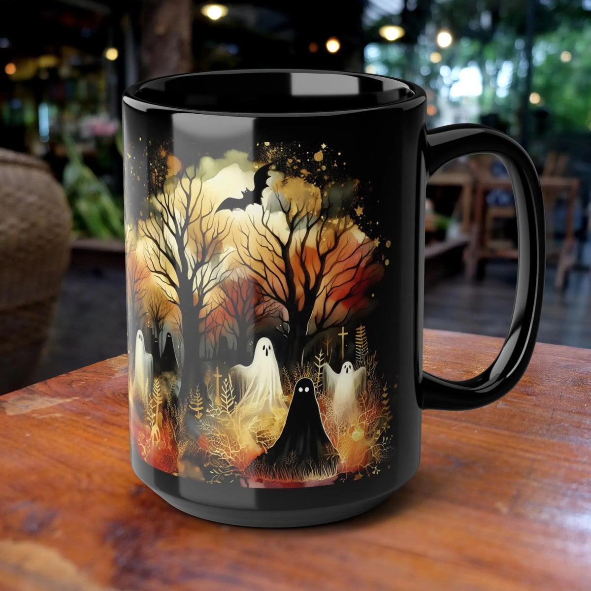 Halloween Haunted Forest Coffee Mug, Unique Halloween Gift, Spooky Witchy Cup, Halloween Cup, Vintage Style Halloween Mug, Ghost Mug 15oz