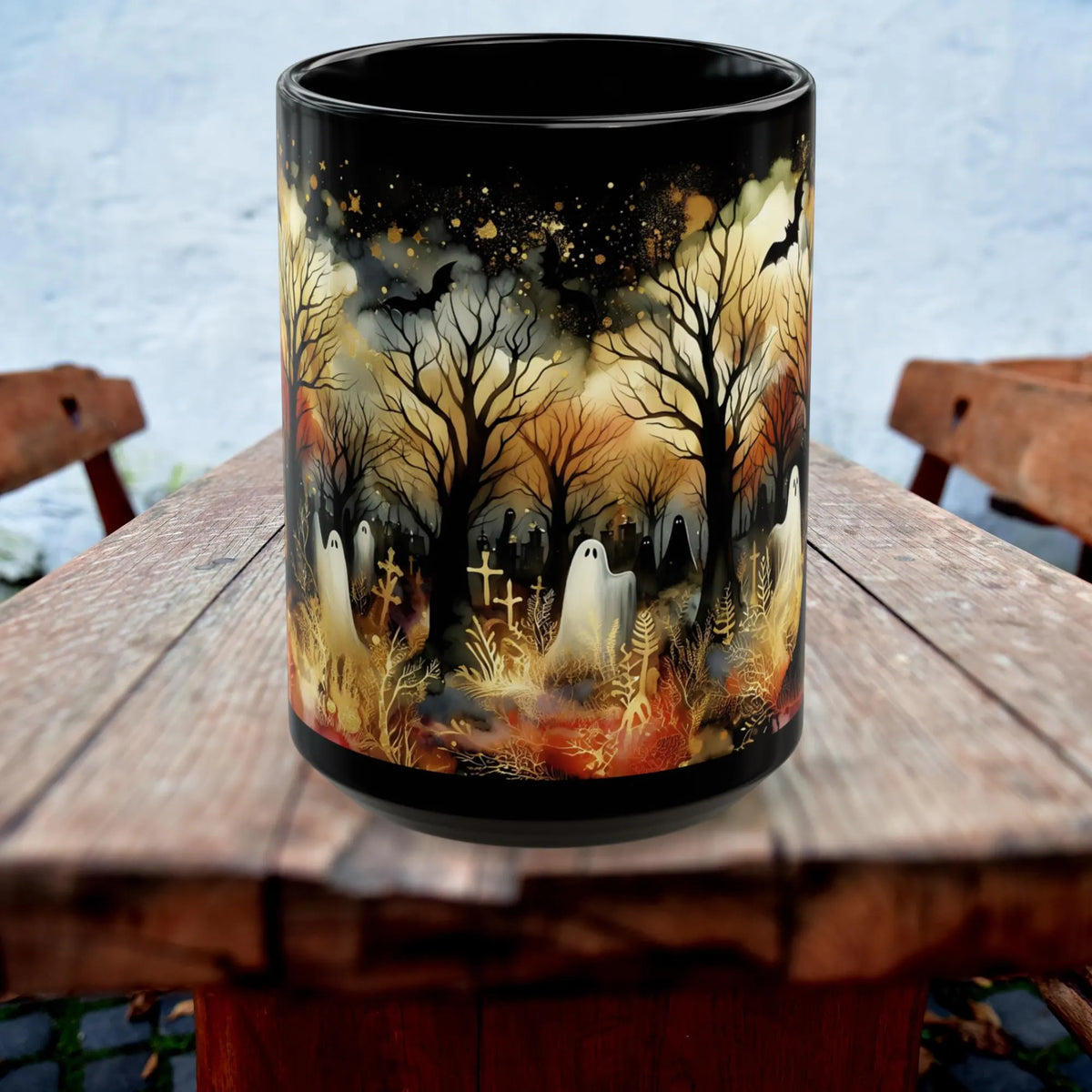 Halloween Haunted Forest Coffee Mug, Unique Halloween Gift, Spooky Witchy Cup, Halloween Cup, Vintage Style Halloween Mug, Ghost Mug 15oz