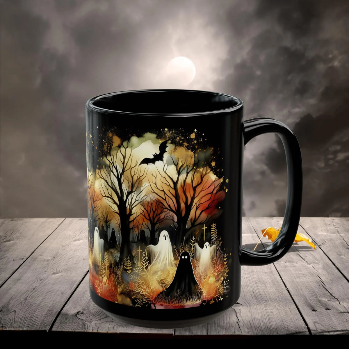 Halloween Haunted Forest Coffee Mug, Unique Halloween Gift, Spooky Witchy Cup, Halloween Cup, Vintage Style Halloween Mug, Ghost Mug 15oz