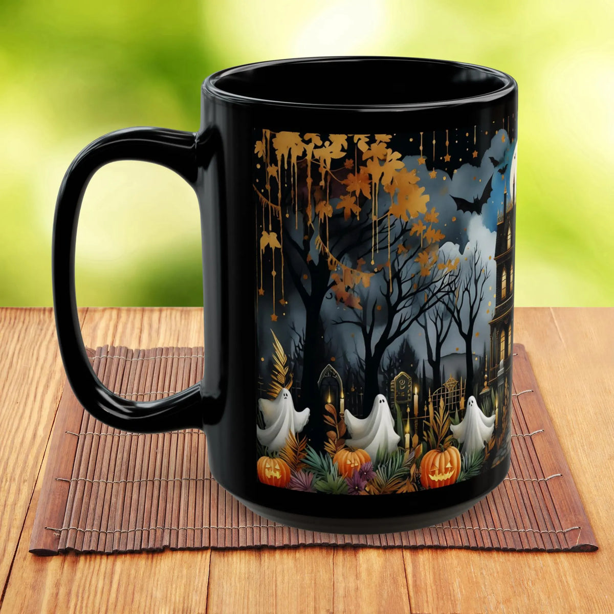 Halloween Haunted House Coffee Mug, Unique Halloween Gift, Spooky Witchy Cup, Halloween Cup, Vintage Style Halloween Mug, Ghost Mug 15oz