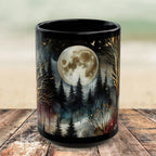 Witchy Moon Mug, Mystical Night Coffee Mug, Dark Forest Mug, Gothic Forest Dark Academia Mug, Mystical Forest Coffee Cup, Halloween Cup 15oz