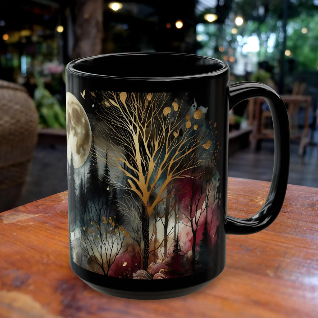 Witchy Moon Mug, Mystical Night Coffee Mug, Dark Forest Mug, Gothic Forest Dark Academia Mug, Mystical Forest Coffee Cup, Halloween Cup 15oz