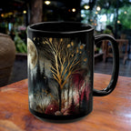 Witchy Moon Mug, Mystical Night Coffee Mug, Dark Forest Mug, Gothic Forest Dark Academia Mug, Mystical Forest Coffee Cup, Halloween Cup 15oz