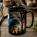 Witchy Moon Mug, Dark Forest Mug, Gothic Forest Dark Academia Mug, Mystical Night Coffee Mug, Mystical Forest Coffee Cup, Halloween Cup 15oz