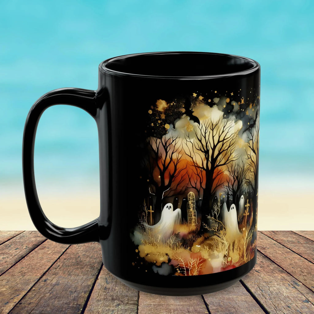 Halloween Haunted Forest Coffee Mug, Unique Halloween Gift, Spooky Witchy Cup, Halloween Cup, Vintage Style Halloween Mug, Ghost Mug 15oz