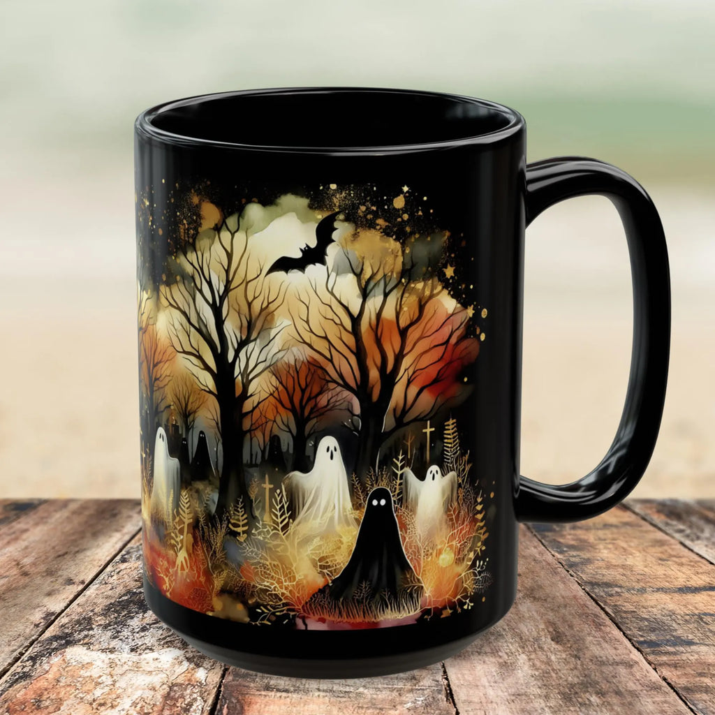 Halloween Haunted Forest Coffee Mug, Unique Halloween Gift, Spooky Witchy Cup, Halloween Cup, Vintage Style Halloween Mug, Ghost Mug 15oz