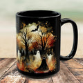 Halloween Haunted Forest Coffee Mug, Unique Halloween Gift, Spooky Witchy Cup, Halloween Cup, Vintage Style Halloween Mug, Ghost Mug 15oz