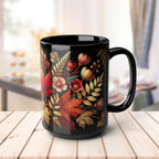 Fall Coffee Mug, Country Fall Autumn Mug, Maple Leaf Mug Pressed Flowers Leaves Style Mug Fall Colors Autumn Lover Gift Rustic Fall Mug 15oz