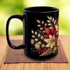 Fall Coffee Mug, Country Fall Autumn Mug, Maple Leaf Mug Pressed Flowers Leaves Style Mug Fall Colors Autumn Lover Gift Rustic Fall Mug 15oz