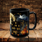 Halloween Mug, Halloween Haunted House Coffee Mug, Unique Halloween Gift, Witchy Halloween Cup, Vintage Style Halloween Mug, Ghost Mug 15oz