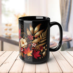 Fall Coffee Mug, Country Fall Autumn Mug, Maple Leaf Mug Pressed Flowers Leaves Style Mug Fall Colors Autumn Lover Gift Rustic Fall Mug 15oz
