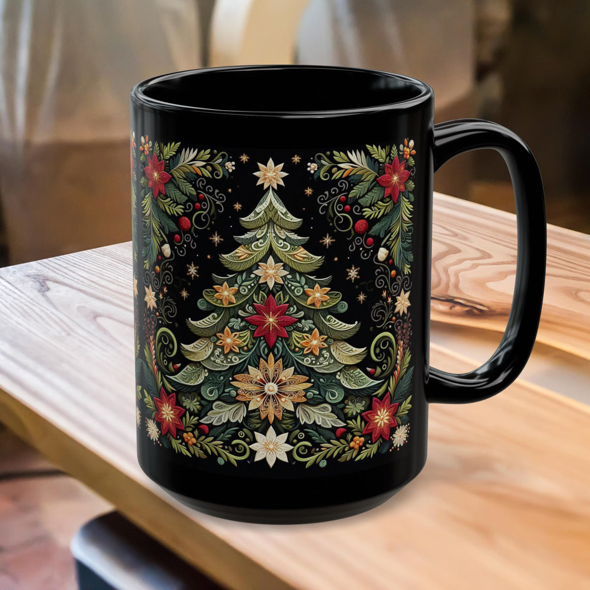 Christmas Mug, Christmas Tree Coffee Mug, Festive Christmas Tree Cup, Pine Mug,  Holiday Mug, Xmas Mug Gift Seasponal Kitchen Decor Mug 15oz