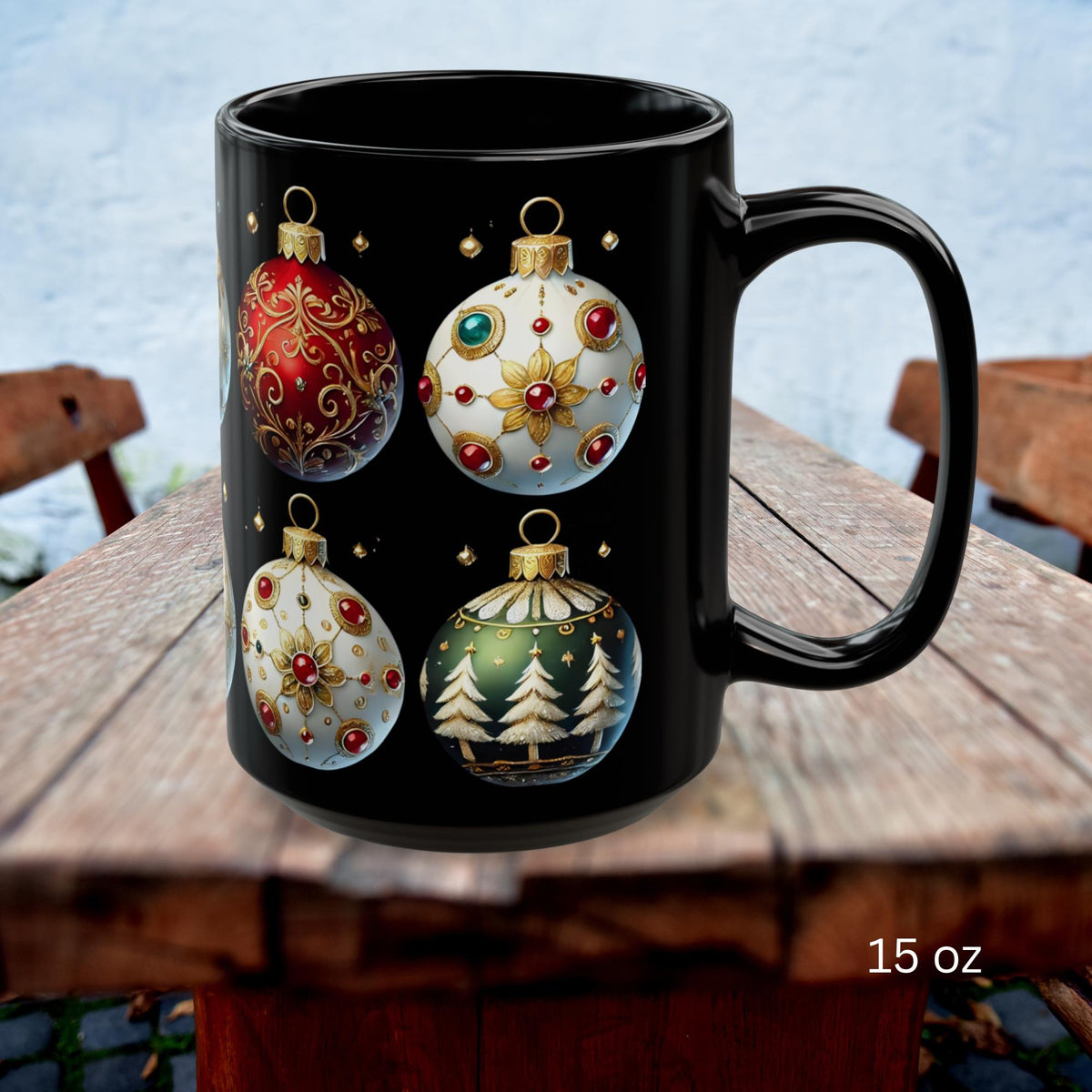 Christmas Ornaments Ceramic Mug, Holiday Coffee Cup, Festive Christmas Tea Cup, Festive Winter Drinkware, Xmas Decor Gift Idea 11oz, 15oz
